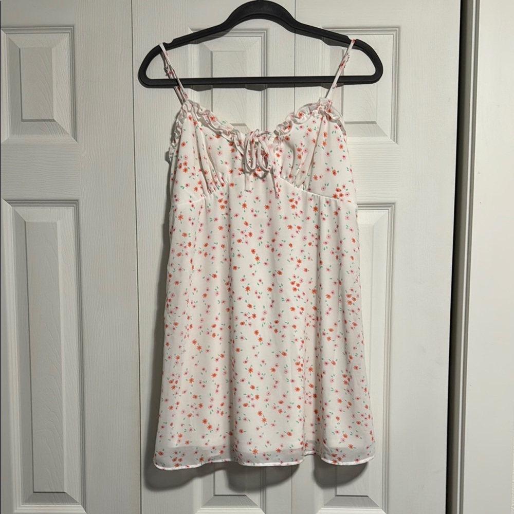 Wild Fable dress white floral spring frocked back size L